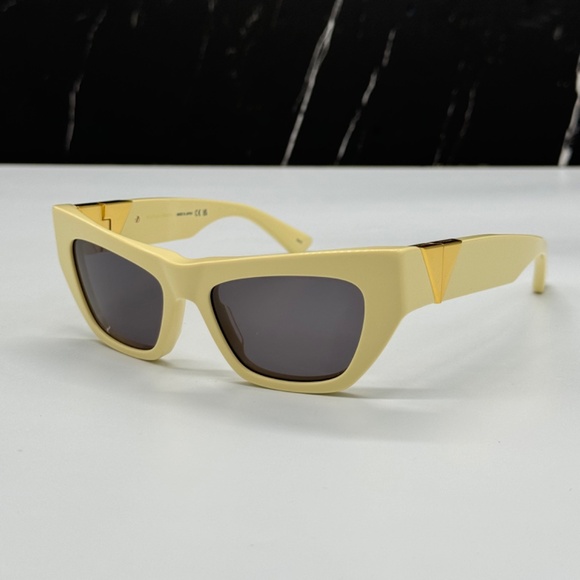 NEW BV1177S 004 BOTTEGA VENETA YELLOW GREY CAT EYE WOMEN SUNGLASSES - Picture 4 of 13